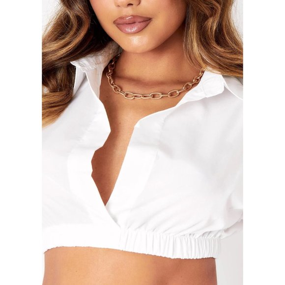 NWT MissyEmpire White Long Sleeve Crop Top - Picture 5 of 8